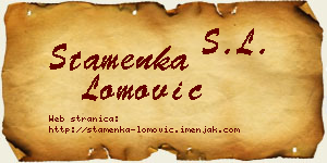 Stamenka Lomović vizit kartica